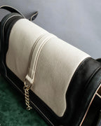 "Chloe" Leather &amp; canvas combination design chain crossbody bag