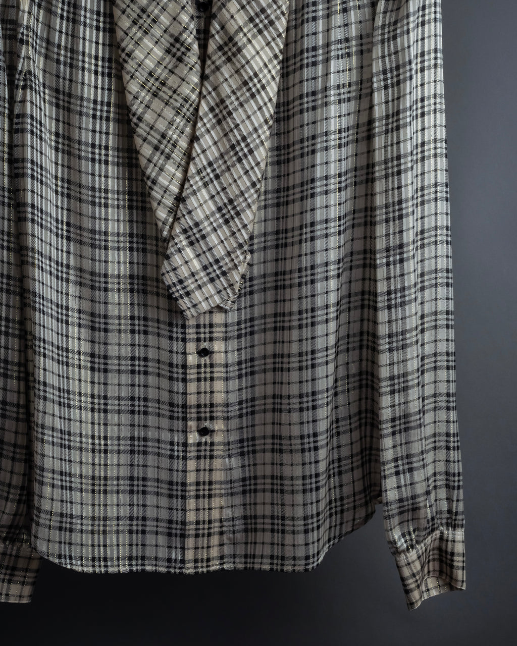 "Saint Laurent" Lame check pattern bow tie shirt