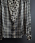 "Saint Laurent" Lame check pattern bow tie shirt