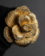 "Christian Dior" Flower motif gold brooch