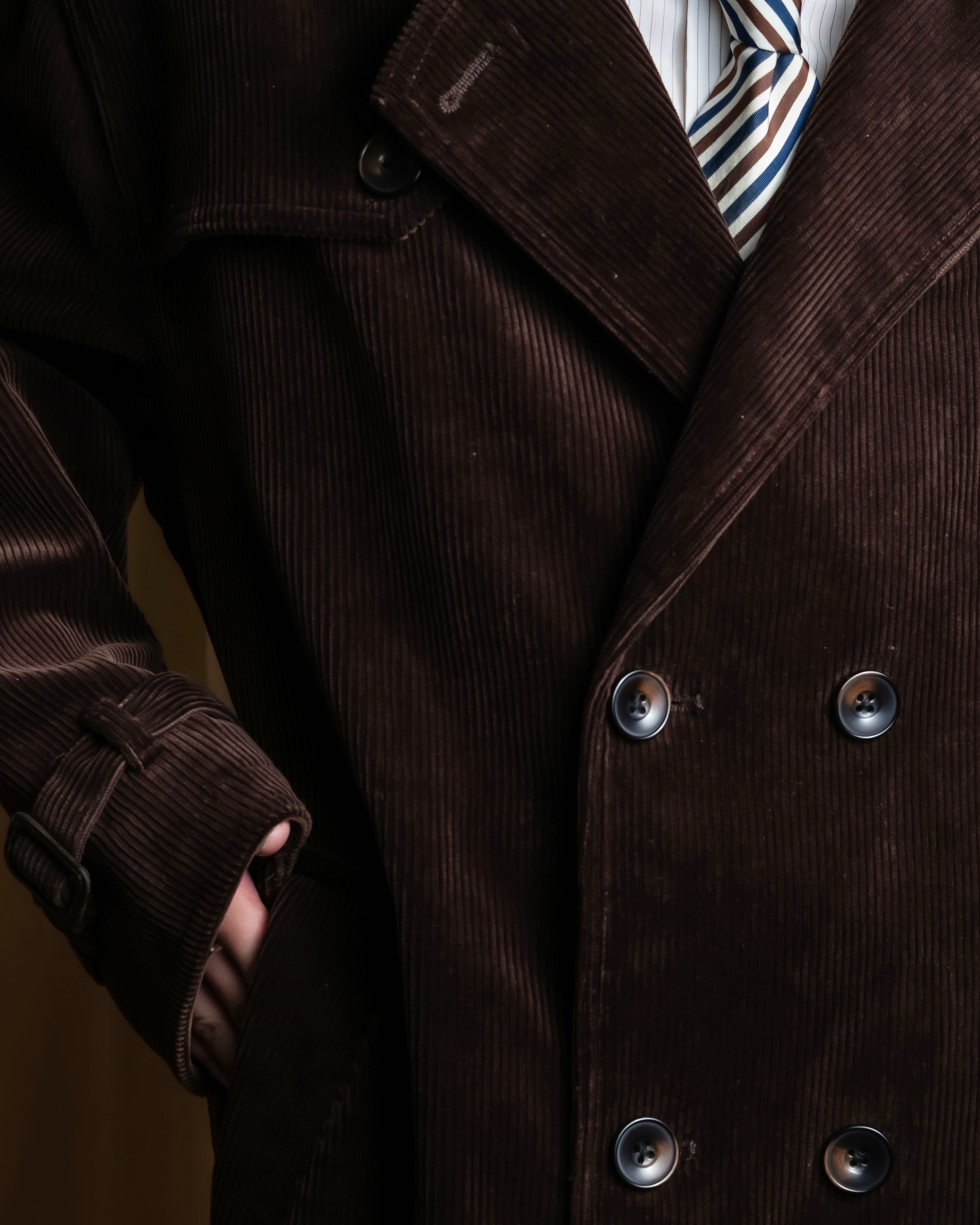 "Barbour" Wide ribbed corduroy maxi-length trench coat