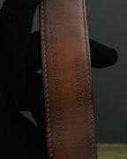 “BALENCIAGA“ 10’s Brushed metal leather cuff bracelet