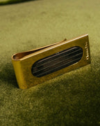 "Christian Dior" 70's-90's Gold tone striped inlay money clip
