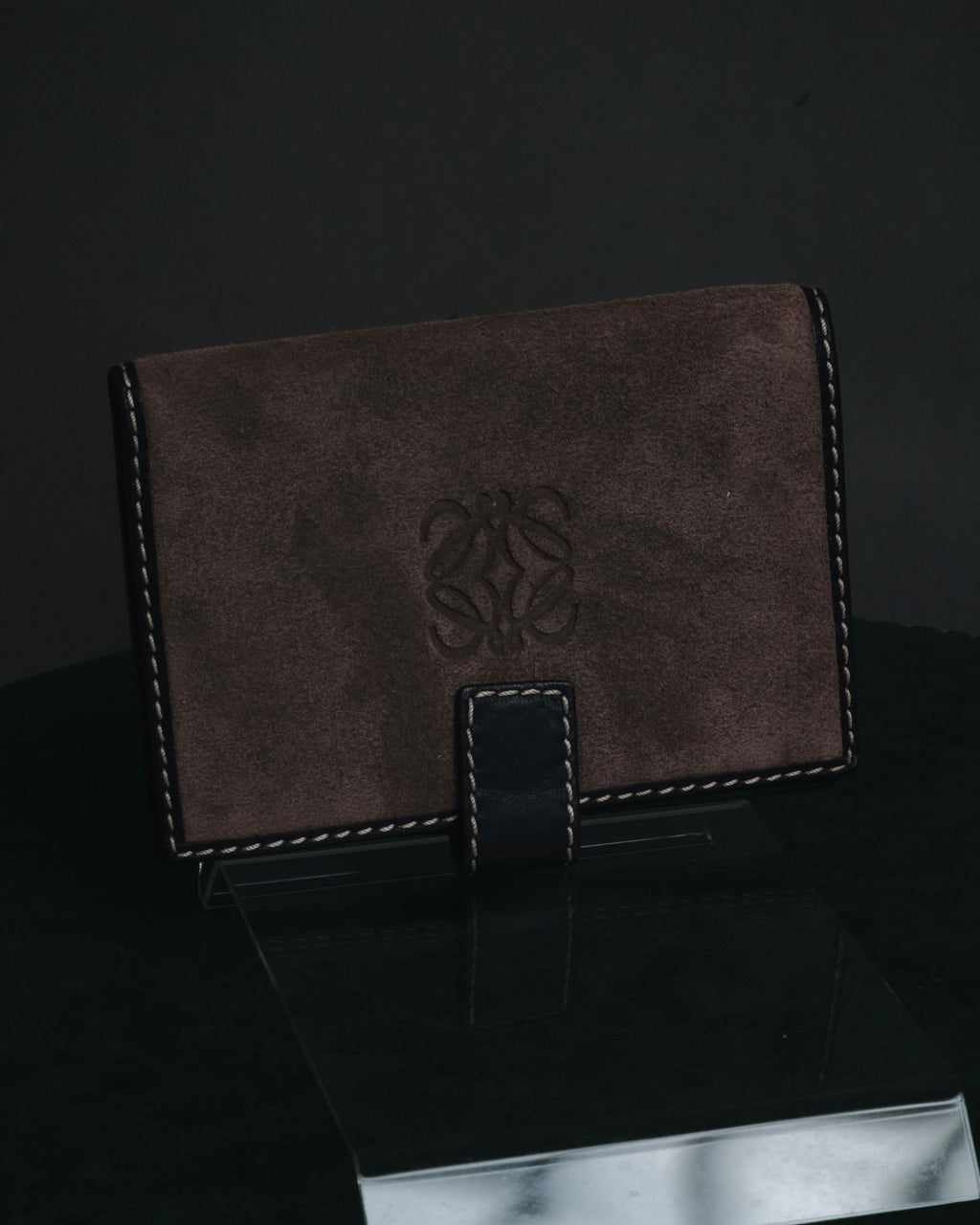 "LOEWE" Anagram-embossed suede bi-fold wallet