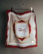 "CELINE" 90's-00's Vintage equestrian harness motif cotton handkerchief scarf