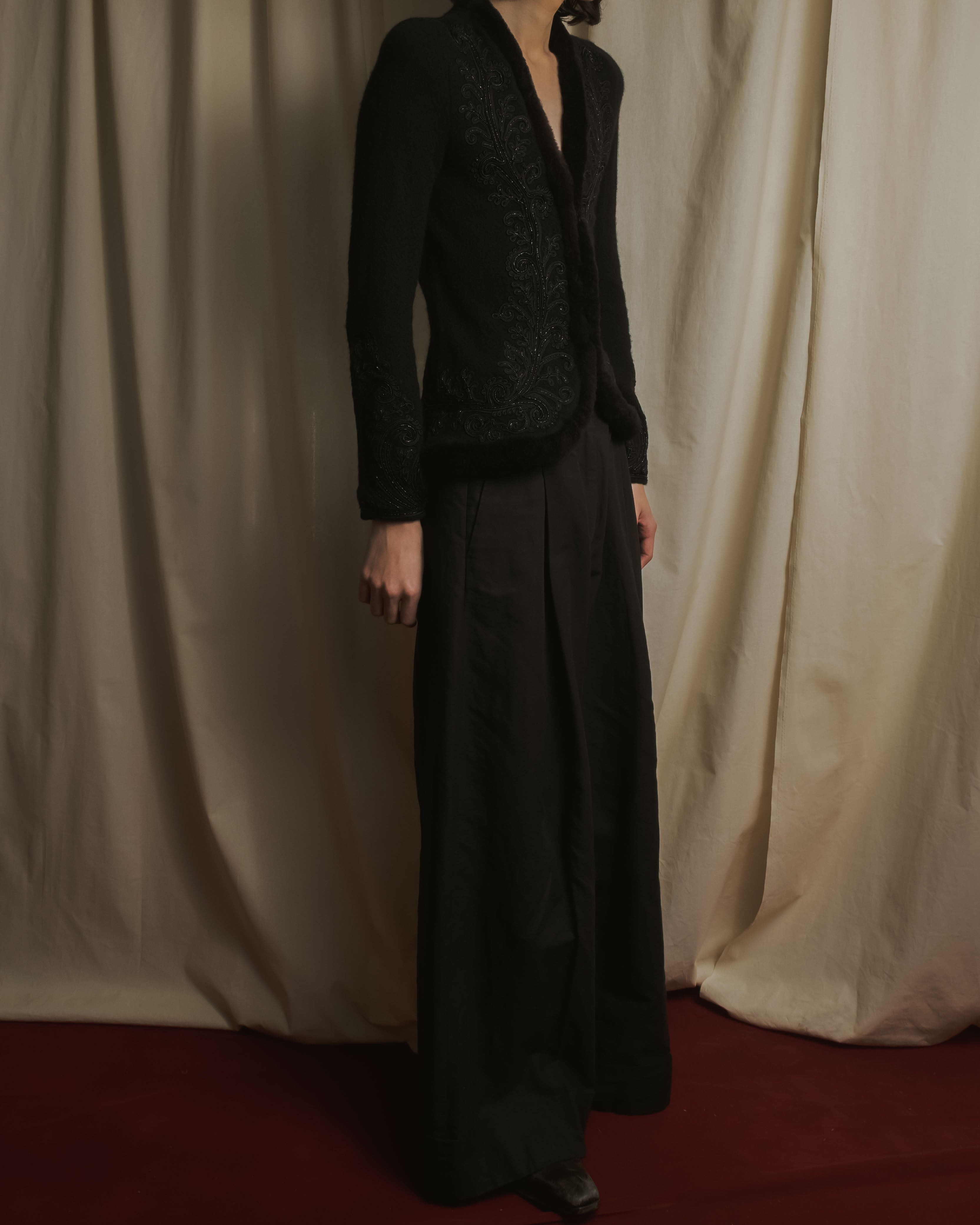 Chaqueta de piel con bordado de cuentas de los años 00 de Ralph Lauren