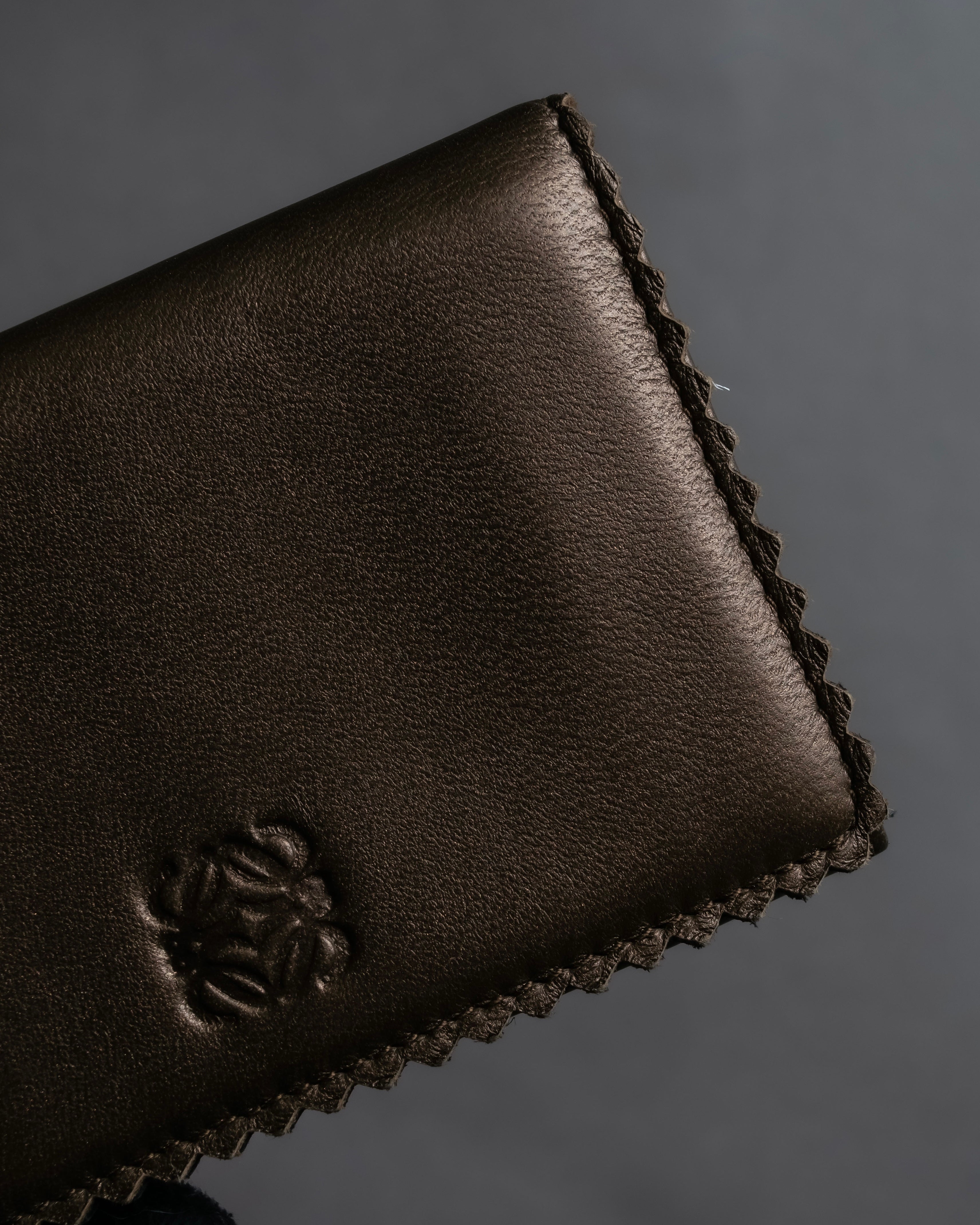"LOEWE" Logo engraved leather card case