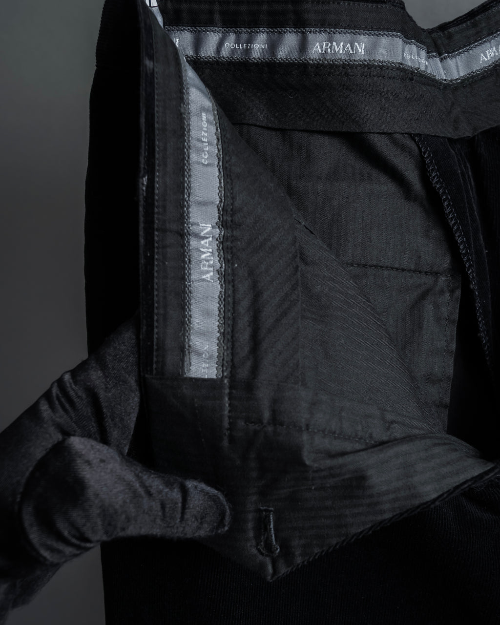 "ARMANI COLLEZIONI" Black corduroy relaxed set up