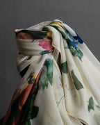 "Christian Dior" Wreath floral design silk scarf