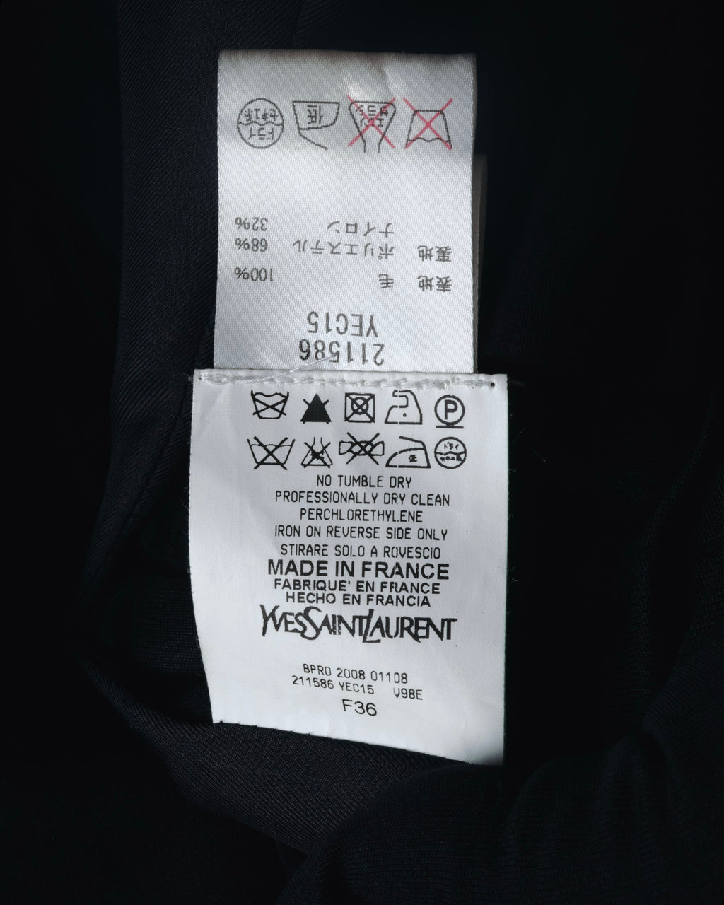 "Yves Saint Laurent" 2008AW Minimal sculpted wool jacket