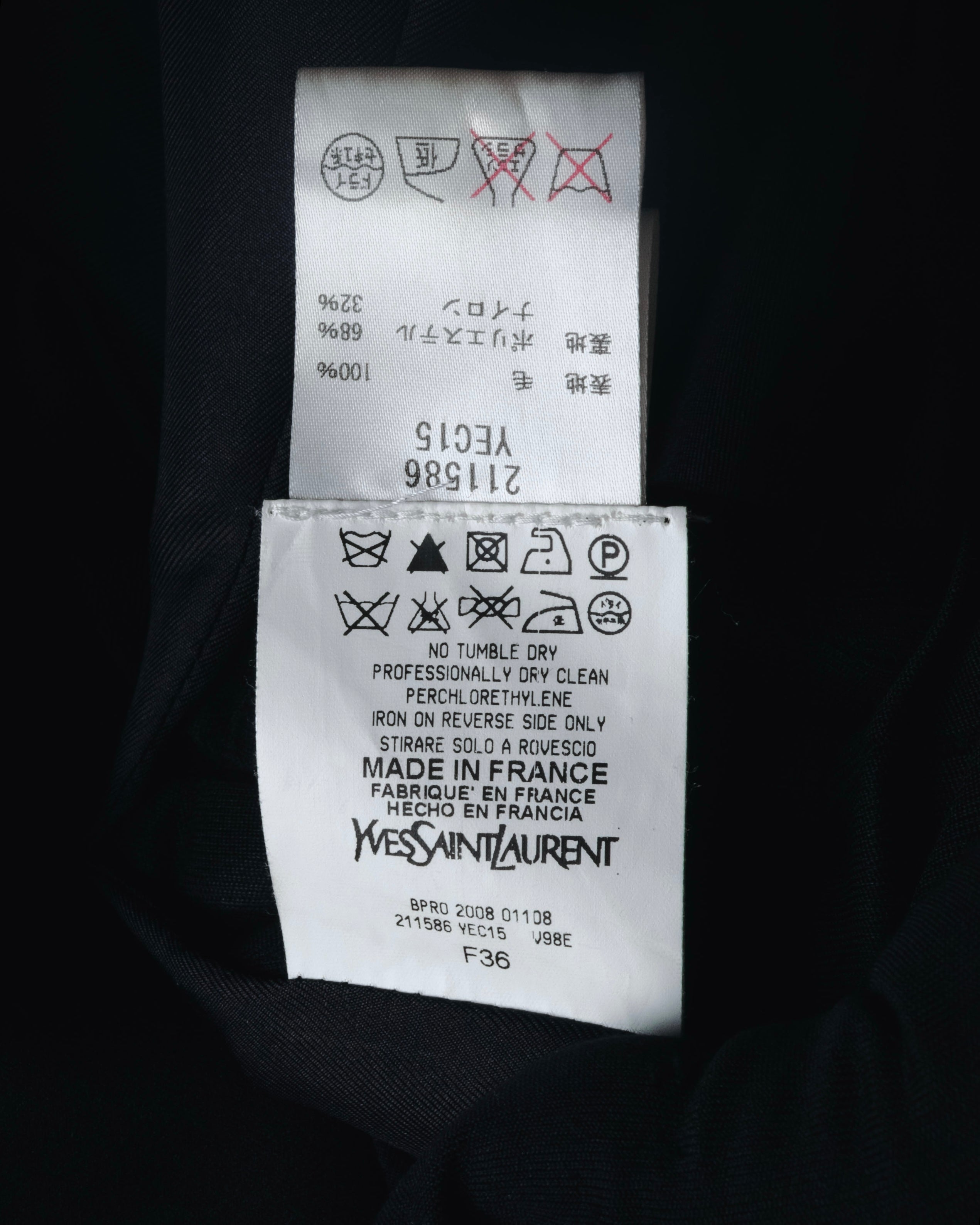 "Yves Saint Laurent" 2008AW Minimal sculpted wool jacket