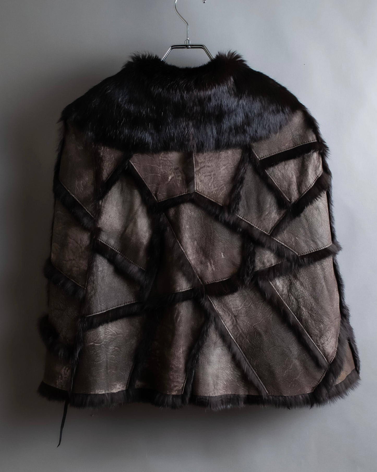 "GIVENCHY" Fur & leather used reversible short shawl collar jacket