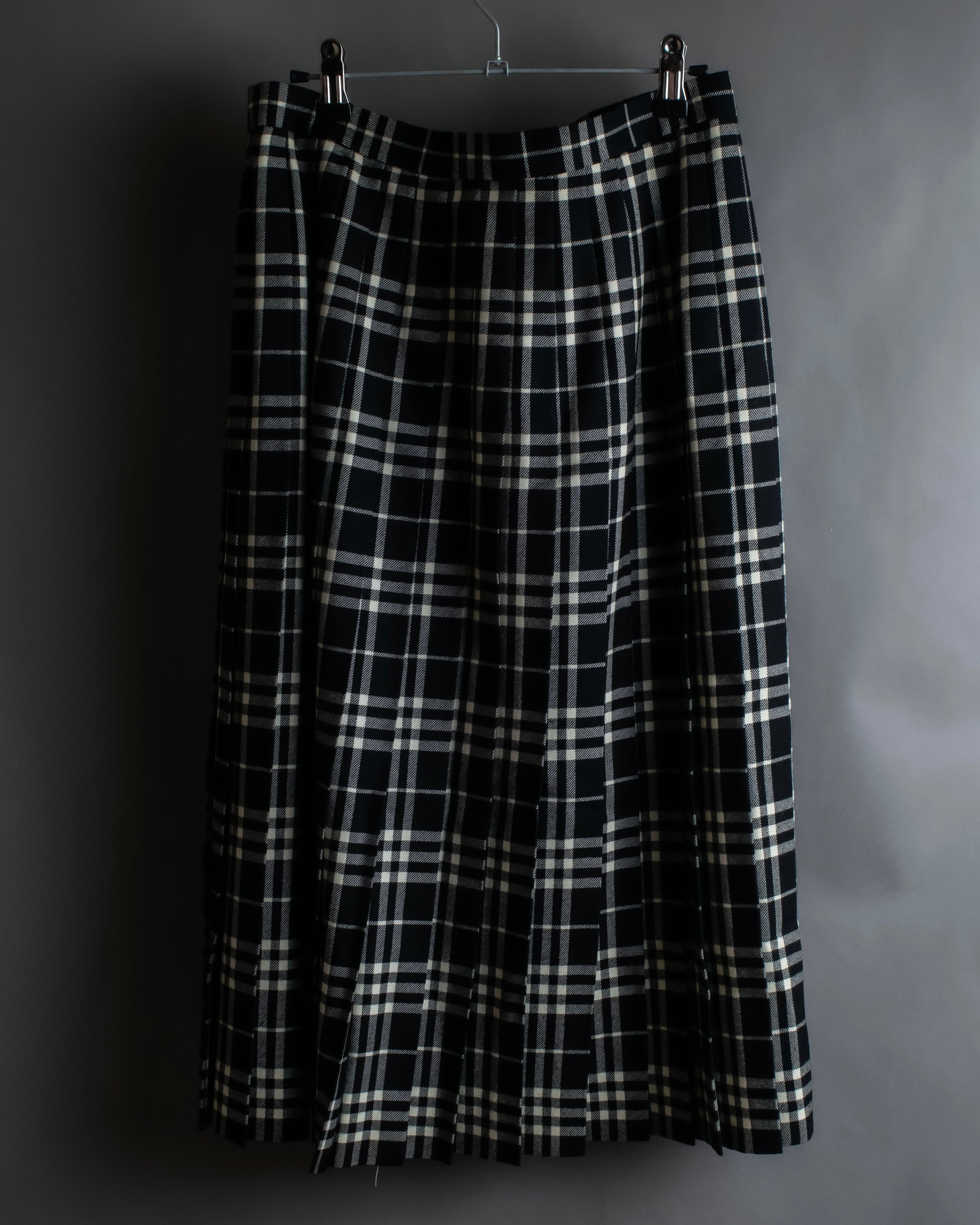 "BURBERRY" Tartan check pleated wrap skirt