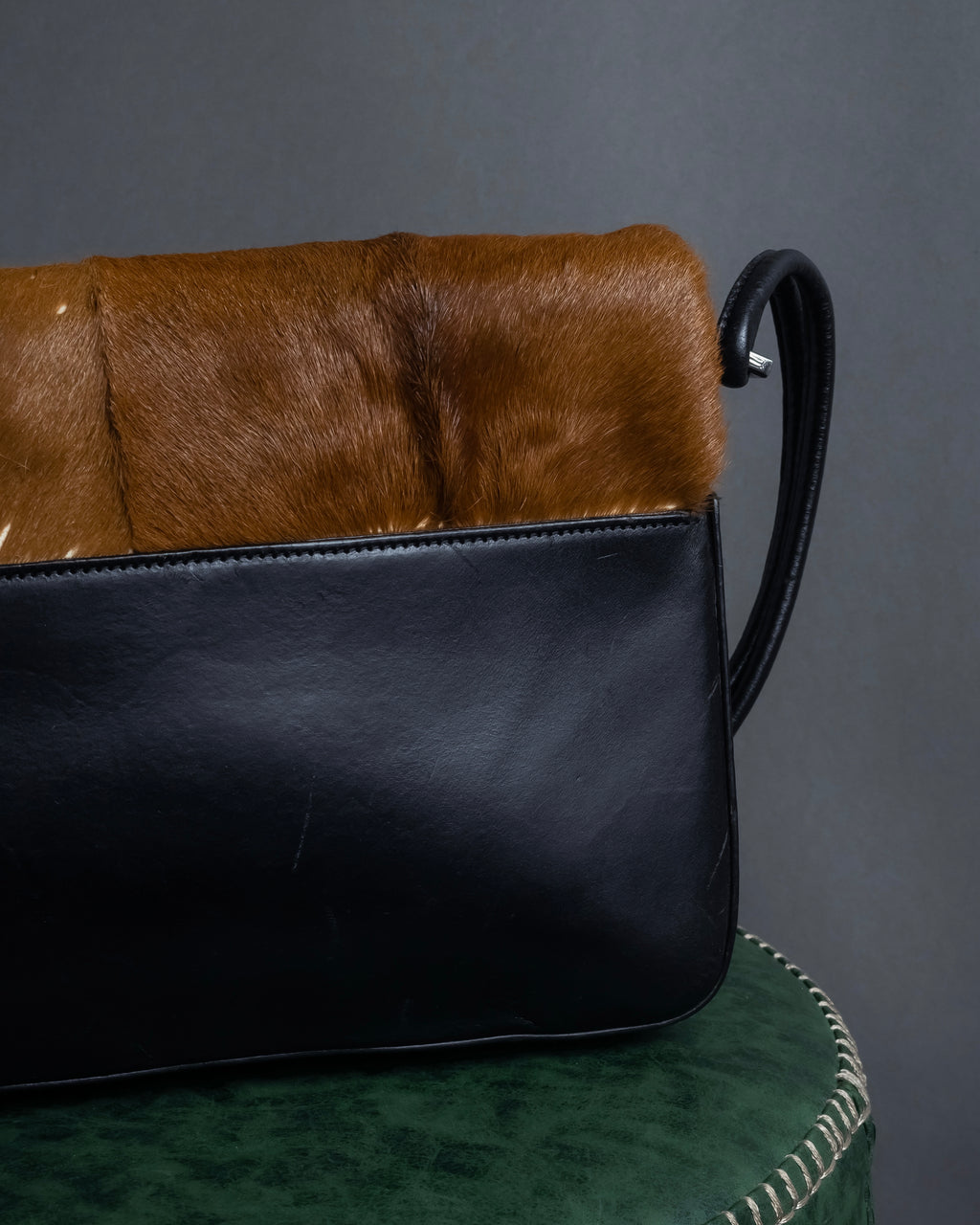 "GUCCI" Combination design hair calf leather bag