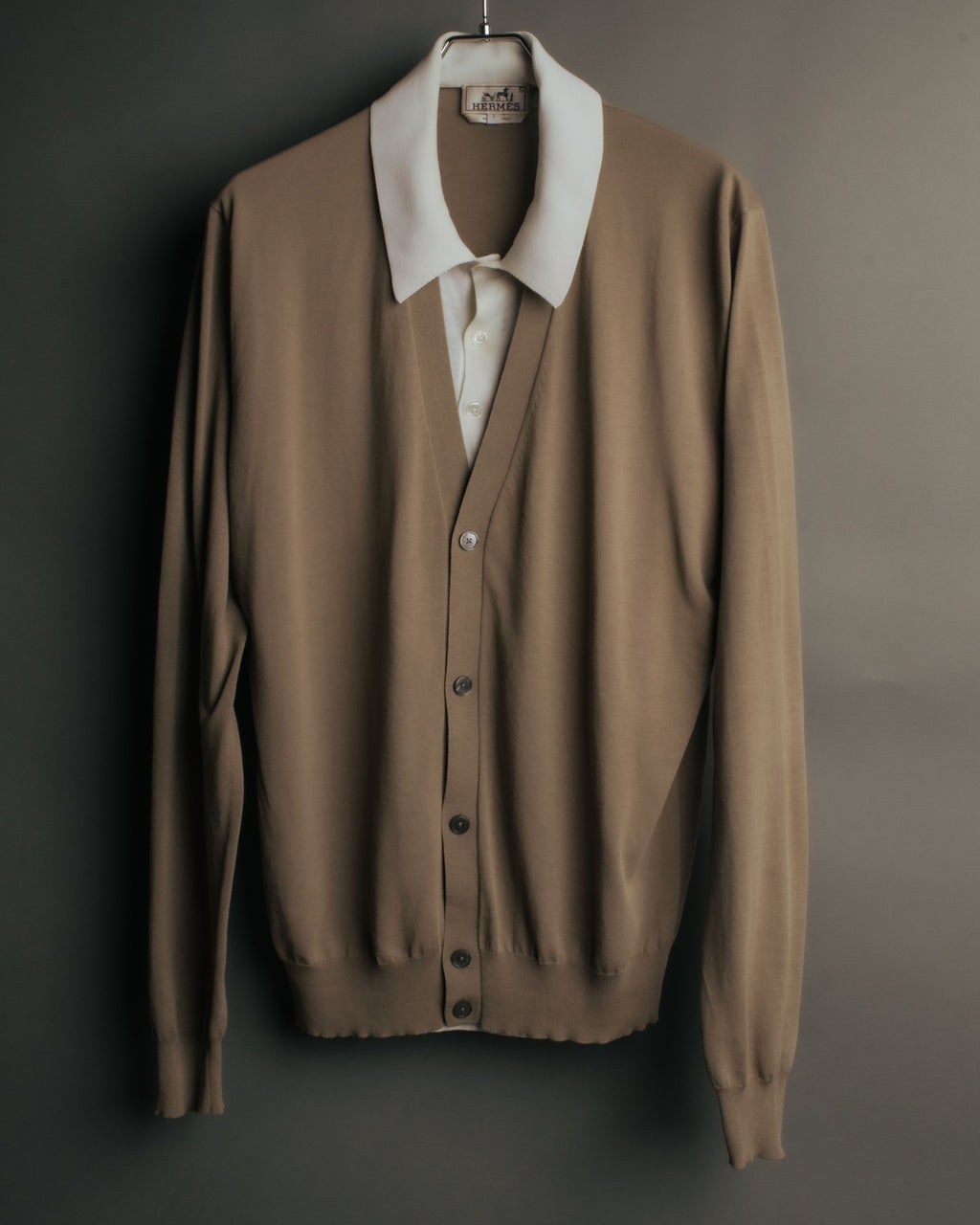 -SPECIAL- “HERMÈS” 90’s-00’s Trompe l’oeil cotton knit cardigan
