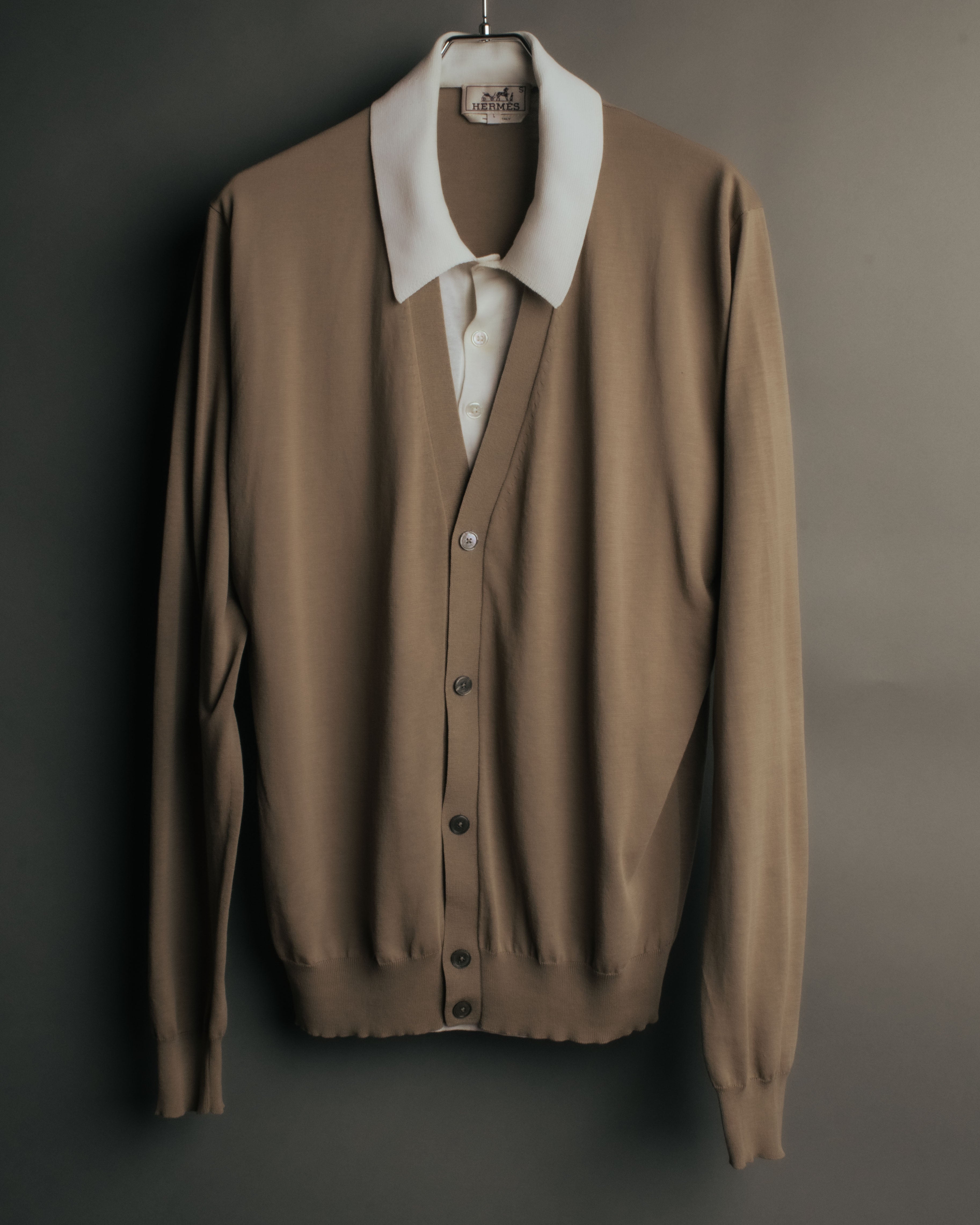 -SPECIAL- “HERMÈS” 90’s-00’s Trompe l’oeil cotton knit cardigan