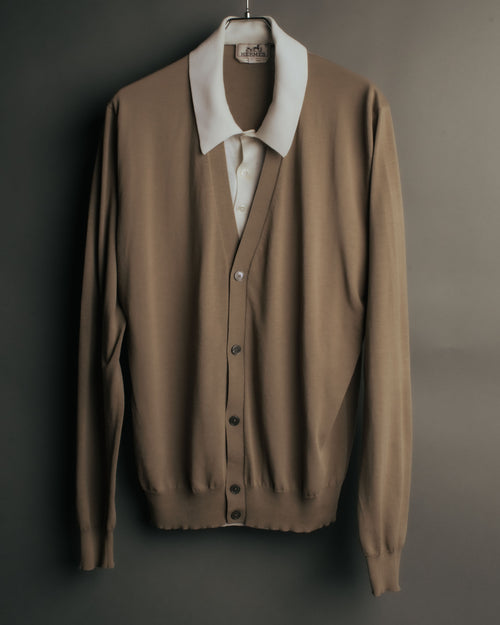 -SPECIAL- “HERMÈS” 90’s-00’s Trompe l’oeil cotton knit cardigan