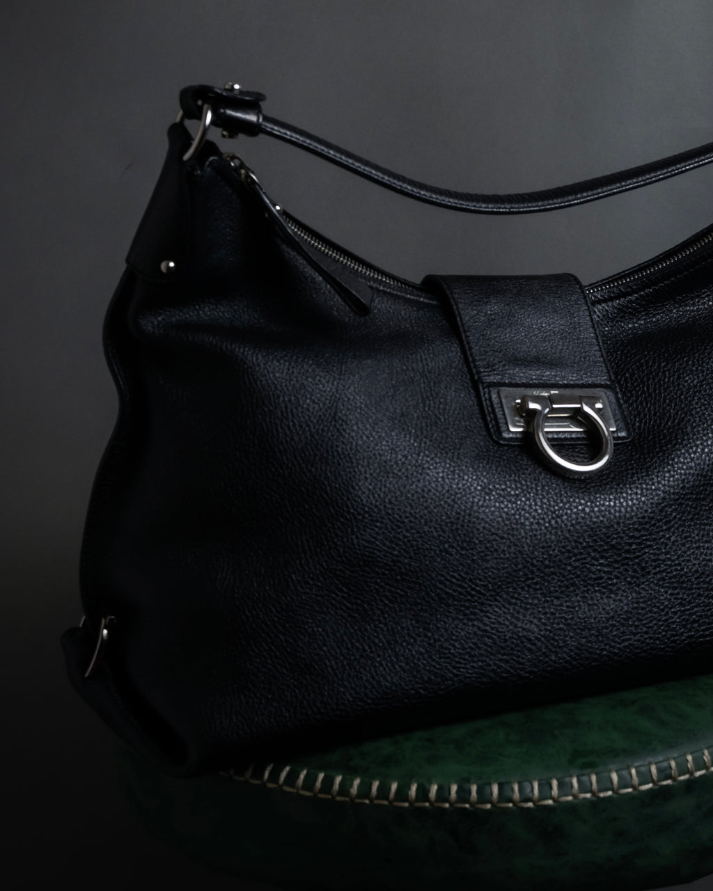 "Salvatore Ferragamo" Gancini motif draping leather bag