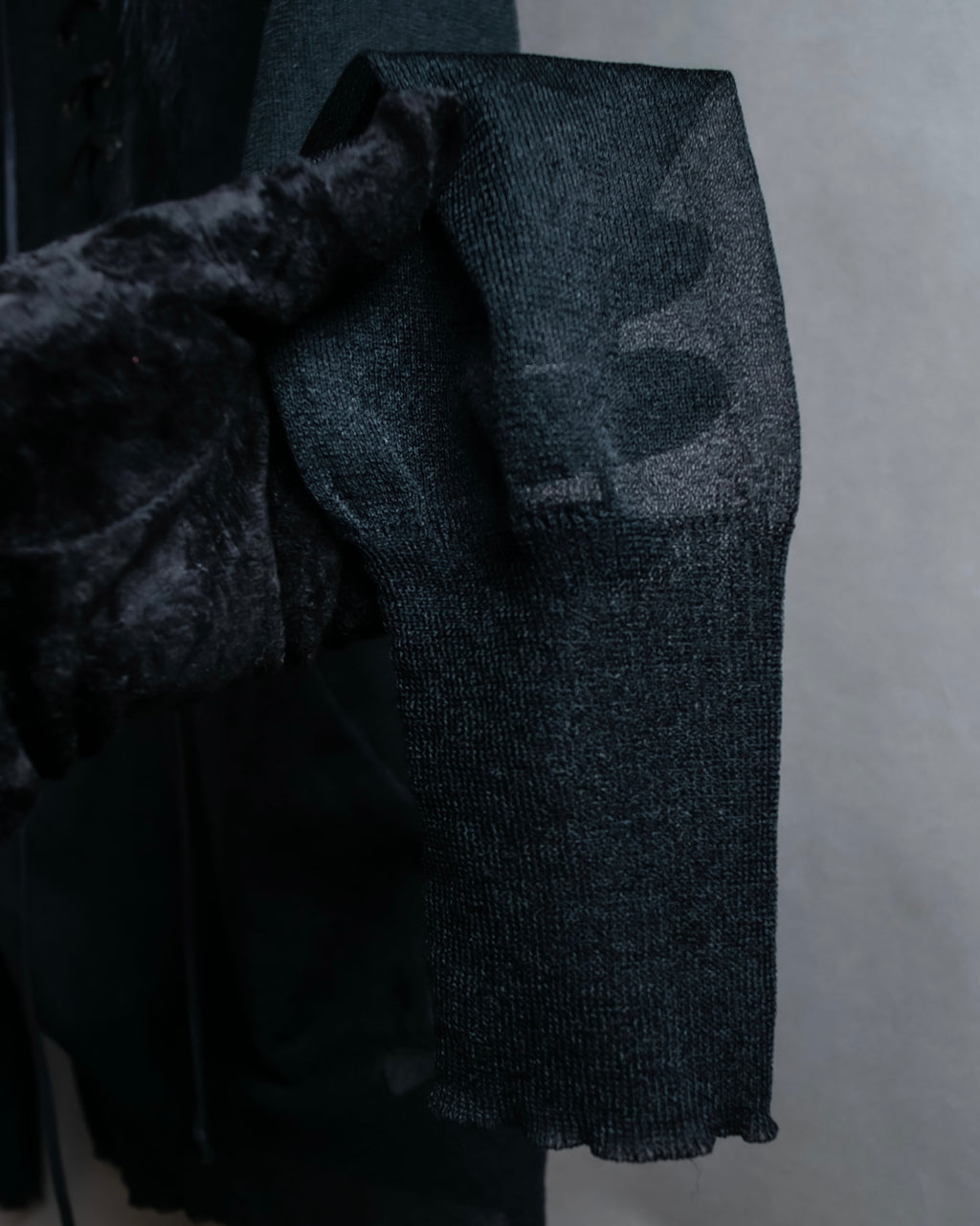 "sacai" Wig design sheer hooded pullover