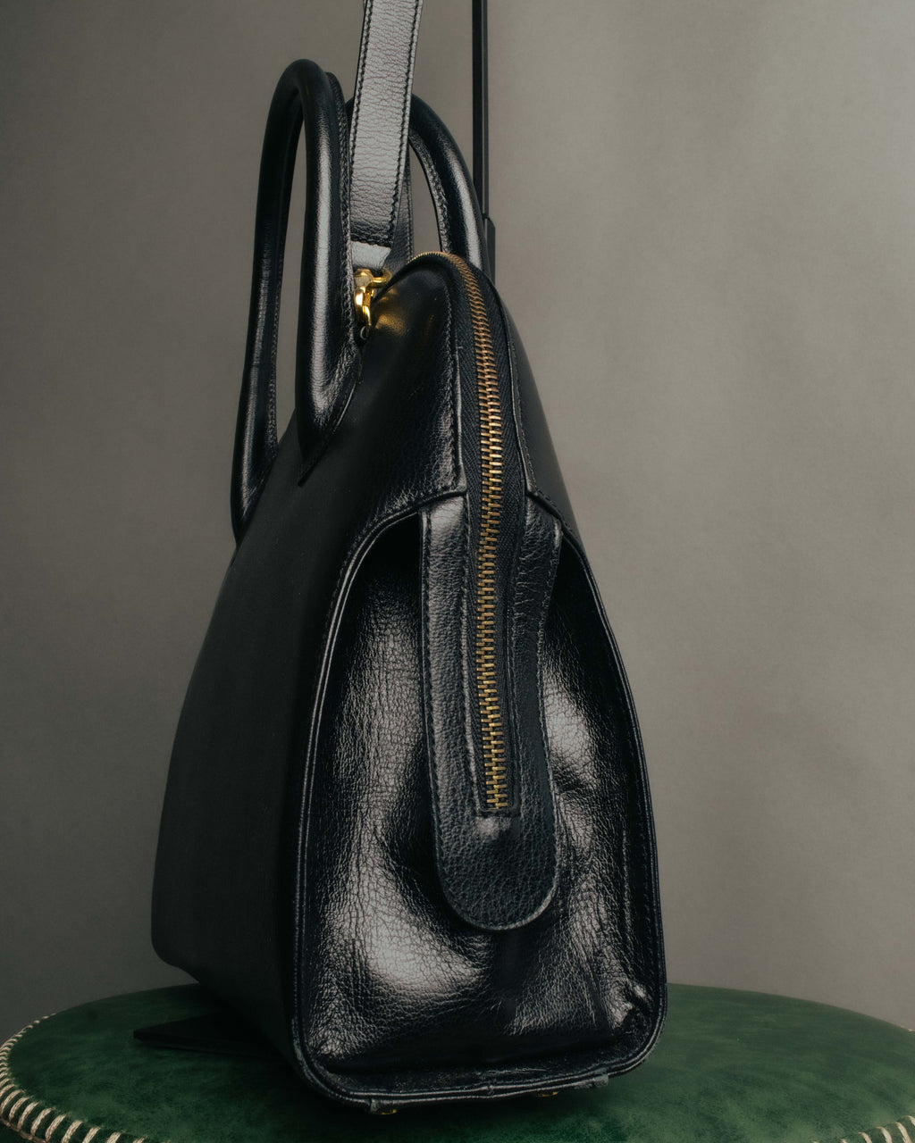 "Salvatore Ferragamo" 90's-00's Vintage iconic gancini pebbled leather dome top handle bag