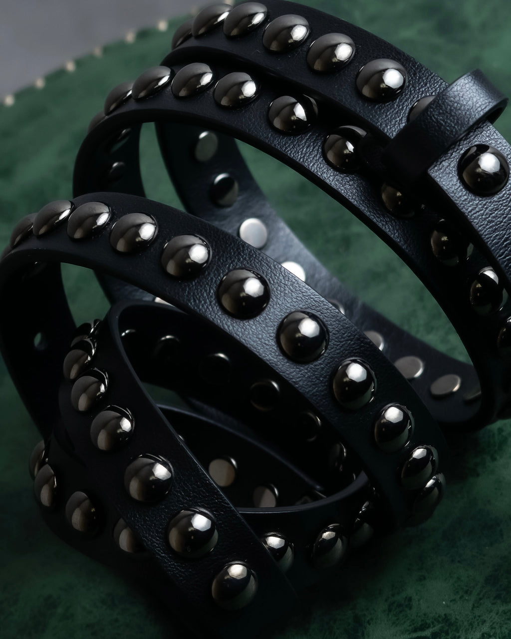 "Christian Dior" Silver stud detail narrow leather belt