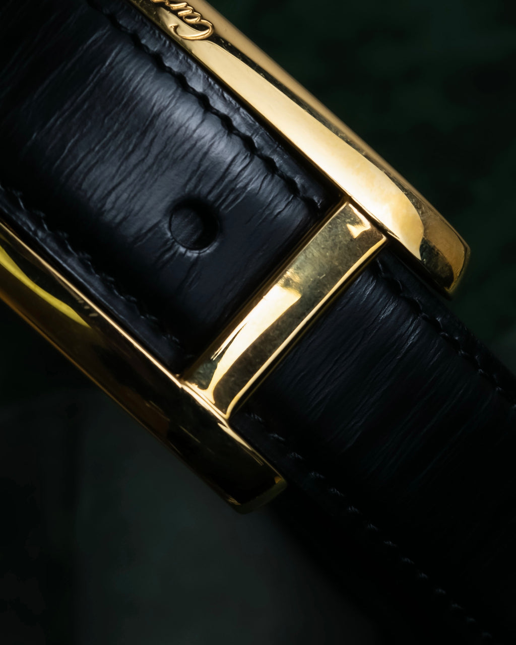 "Cartier" Gold metal buckle design leather belt