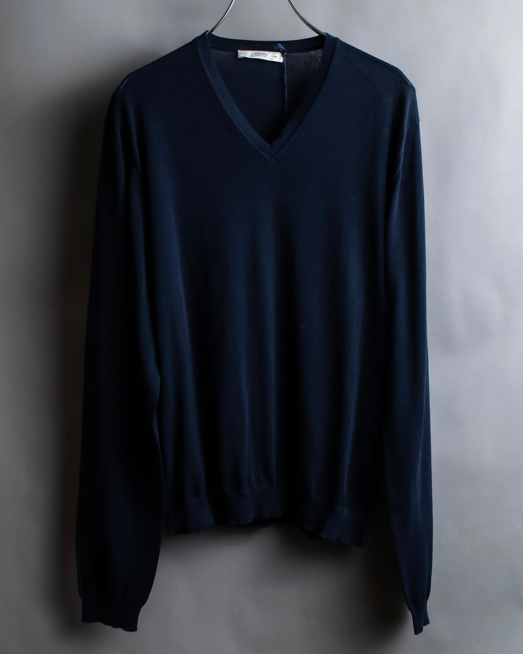 "PRADA" Raglan sleeves cotton navy color knit