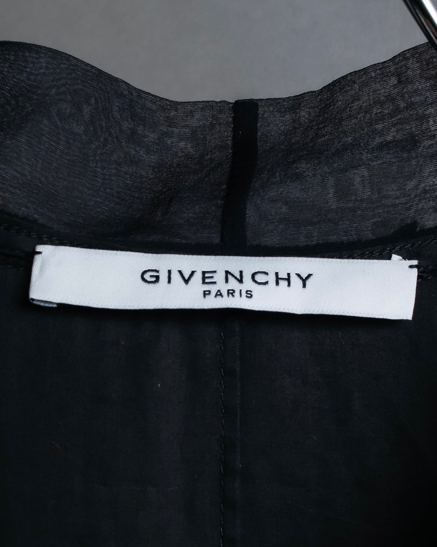 "GIVENCHY" Ribbon frill detail bow tie silk shirt ribbon frill detail