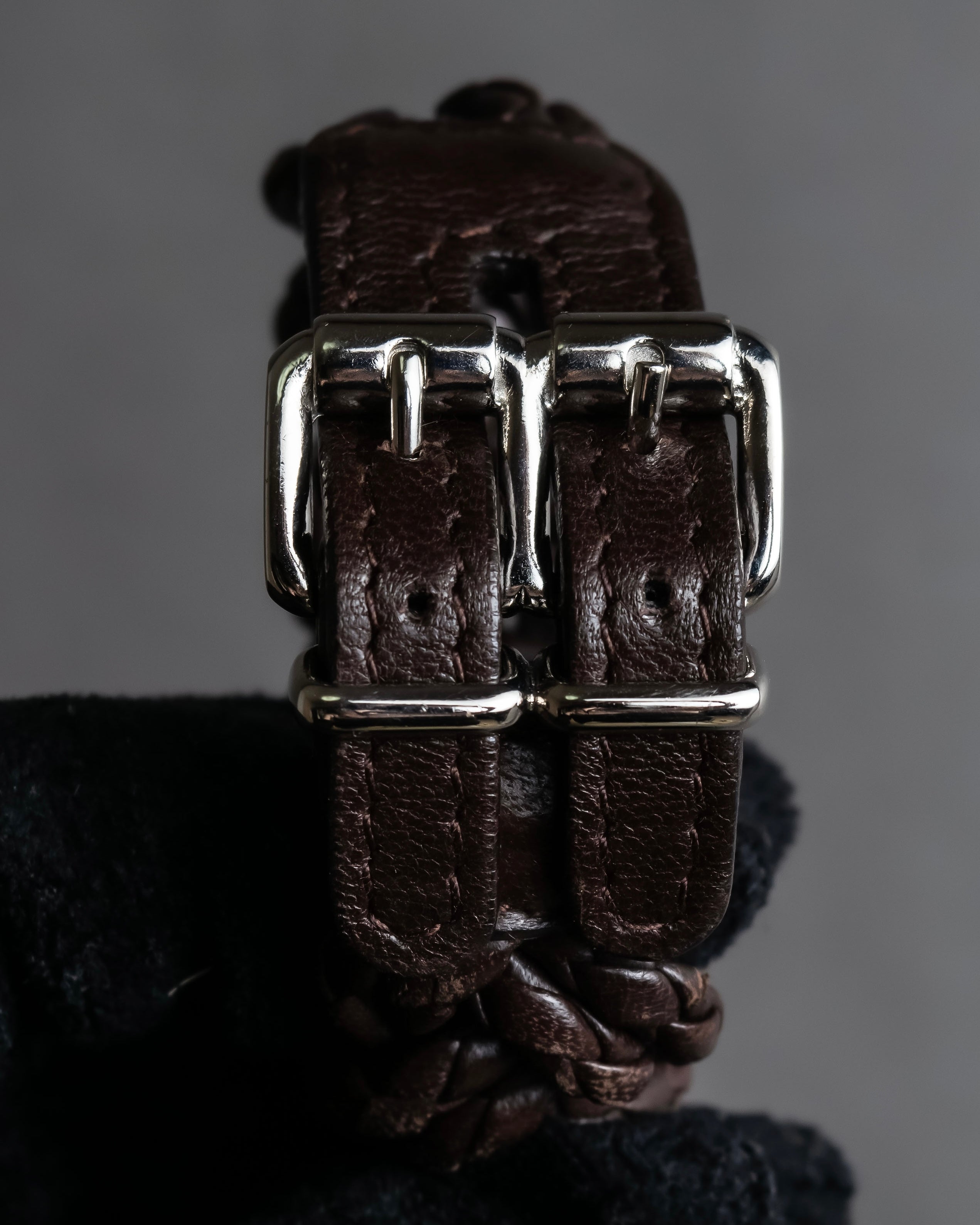 "Vintage intrecciato double buckle leather bracelet"