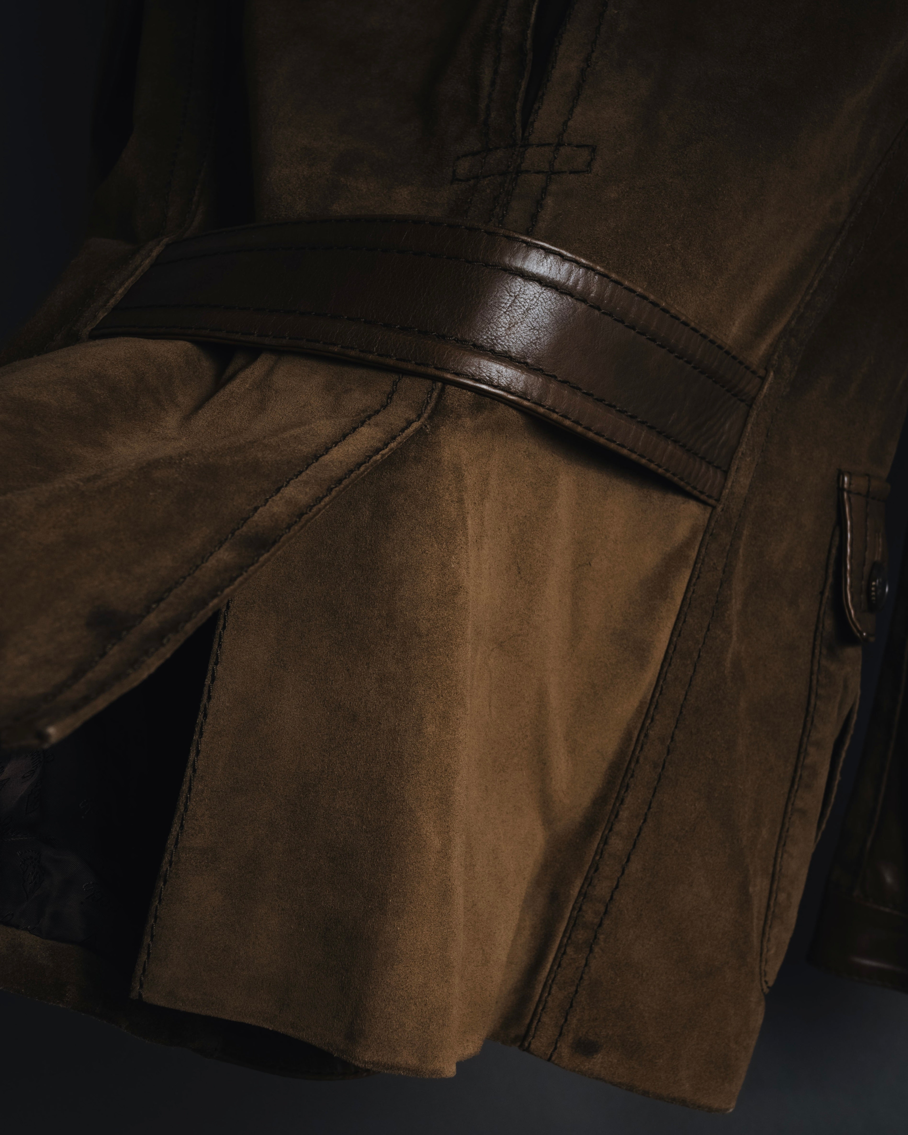 "GUCCI"Mid 2000s suede & smooth leather combination tailored jacket