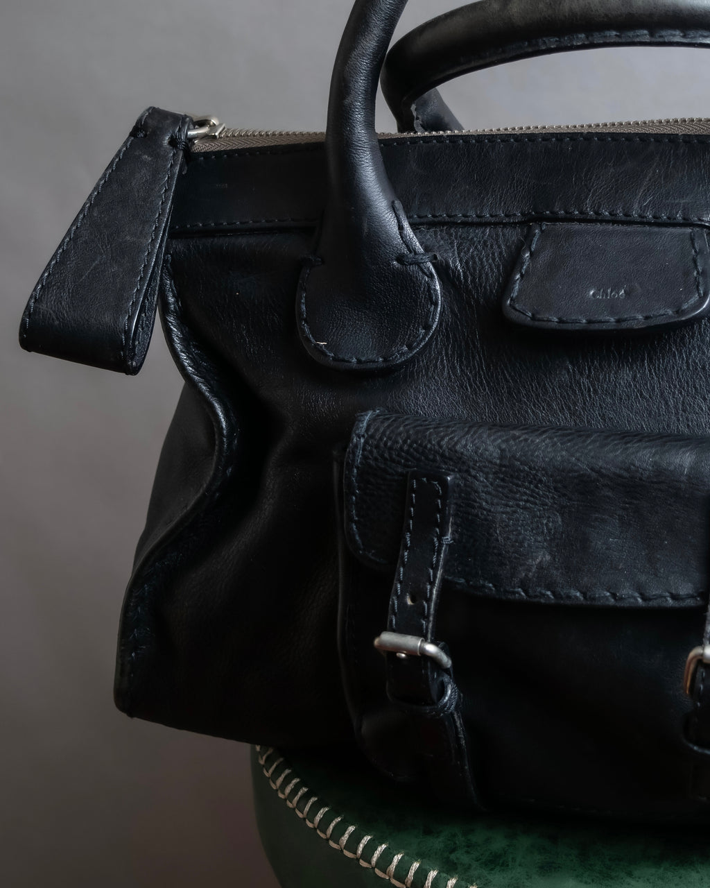 "Chloe" Out pocket detail leather Edith bag