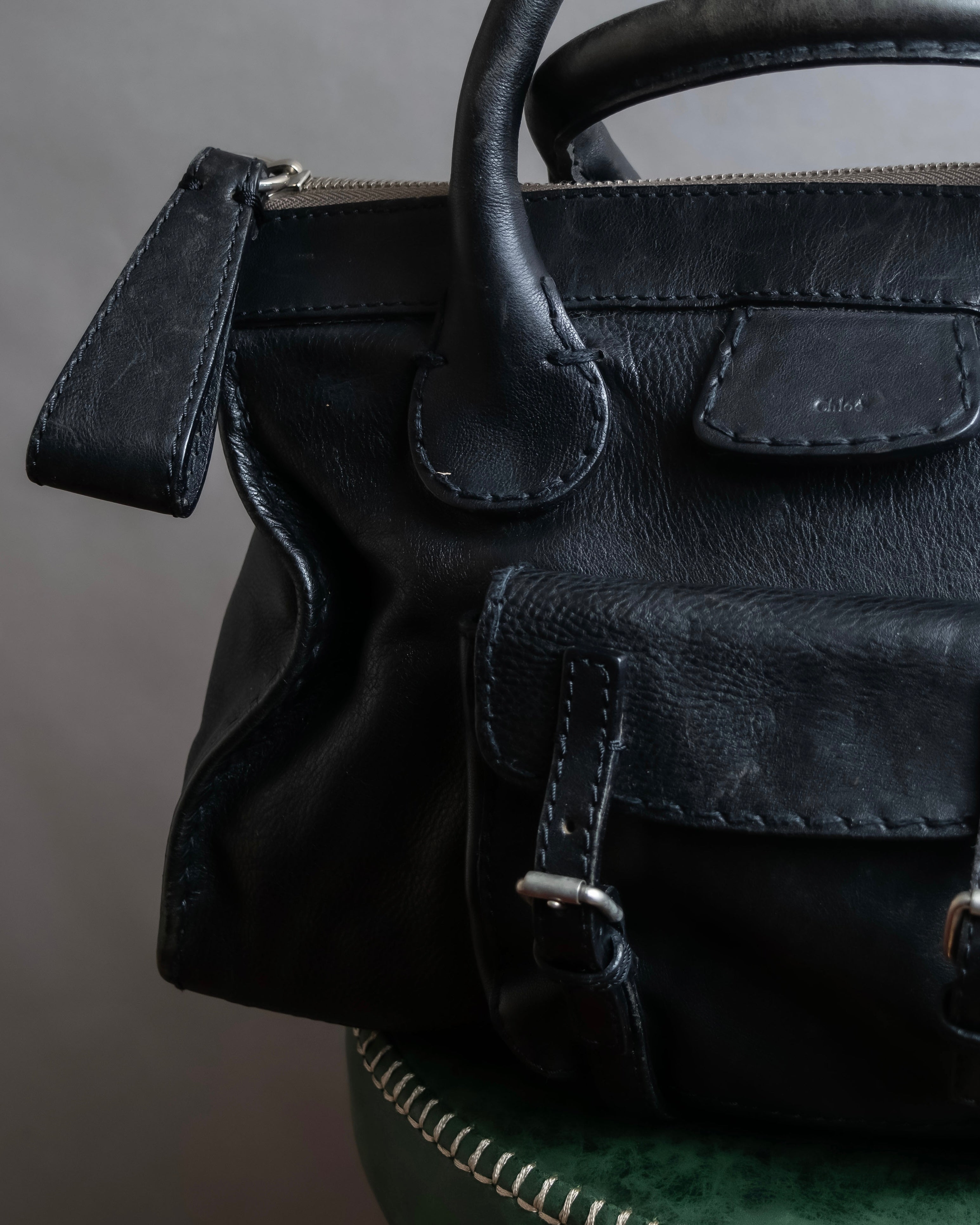 "Chloe" Out pocket detail leather Edith bag