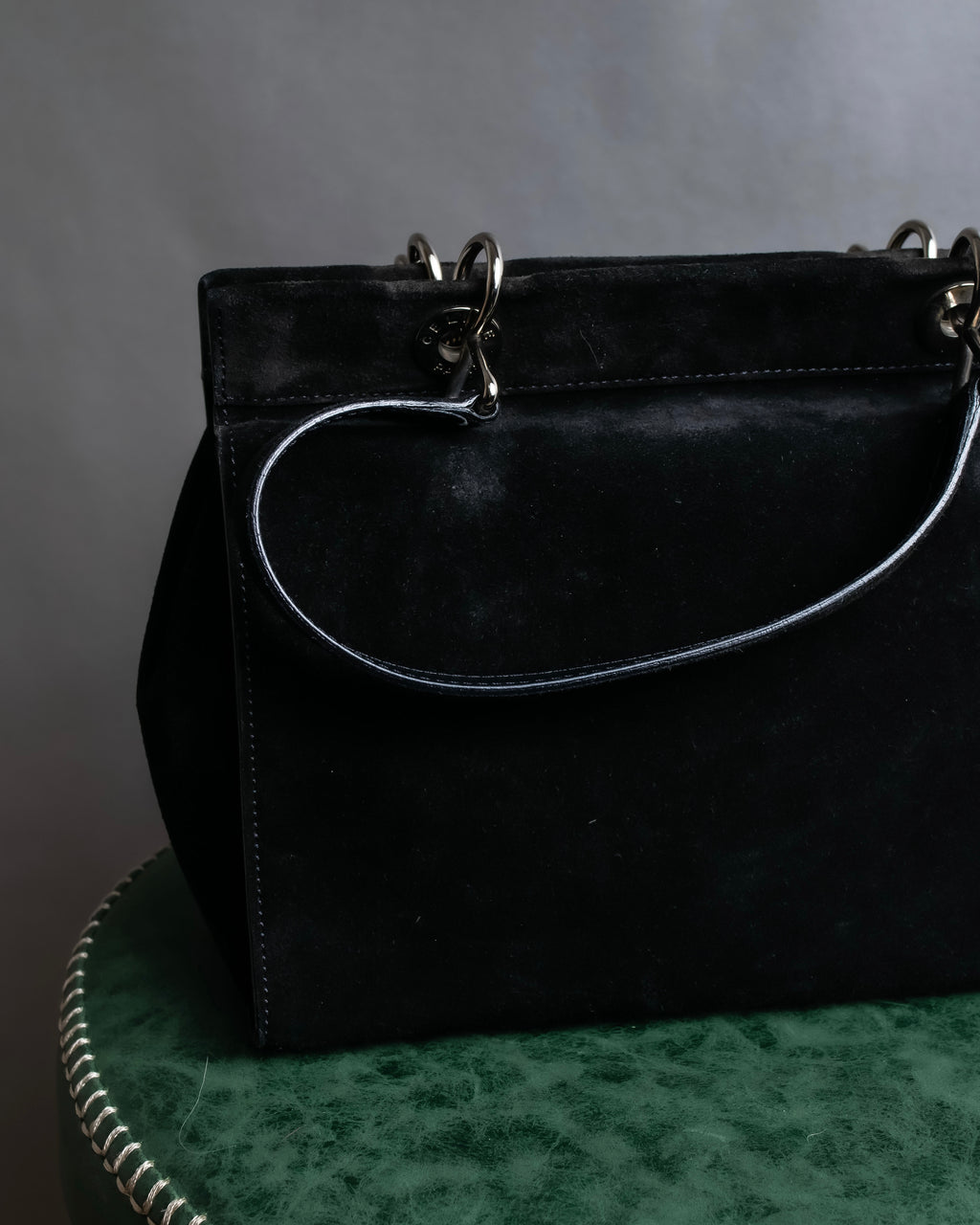 "CELINE" Horizontal form suede one-handle bag