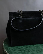 "CELINE" Horizontal form suede one-handle bag