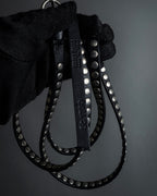 "MIU MIU" Silver metal stud design leather narrow belt