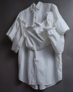 "MM6 MAISON MARGIELA" 20SS Frilled overlay cotton hybrid shirt
