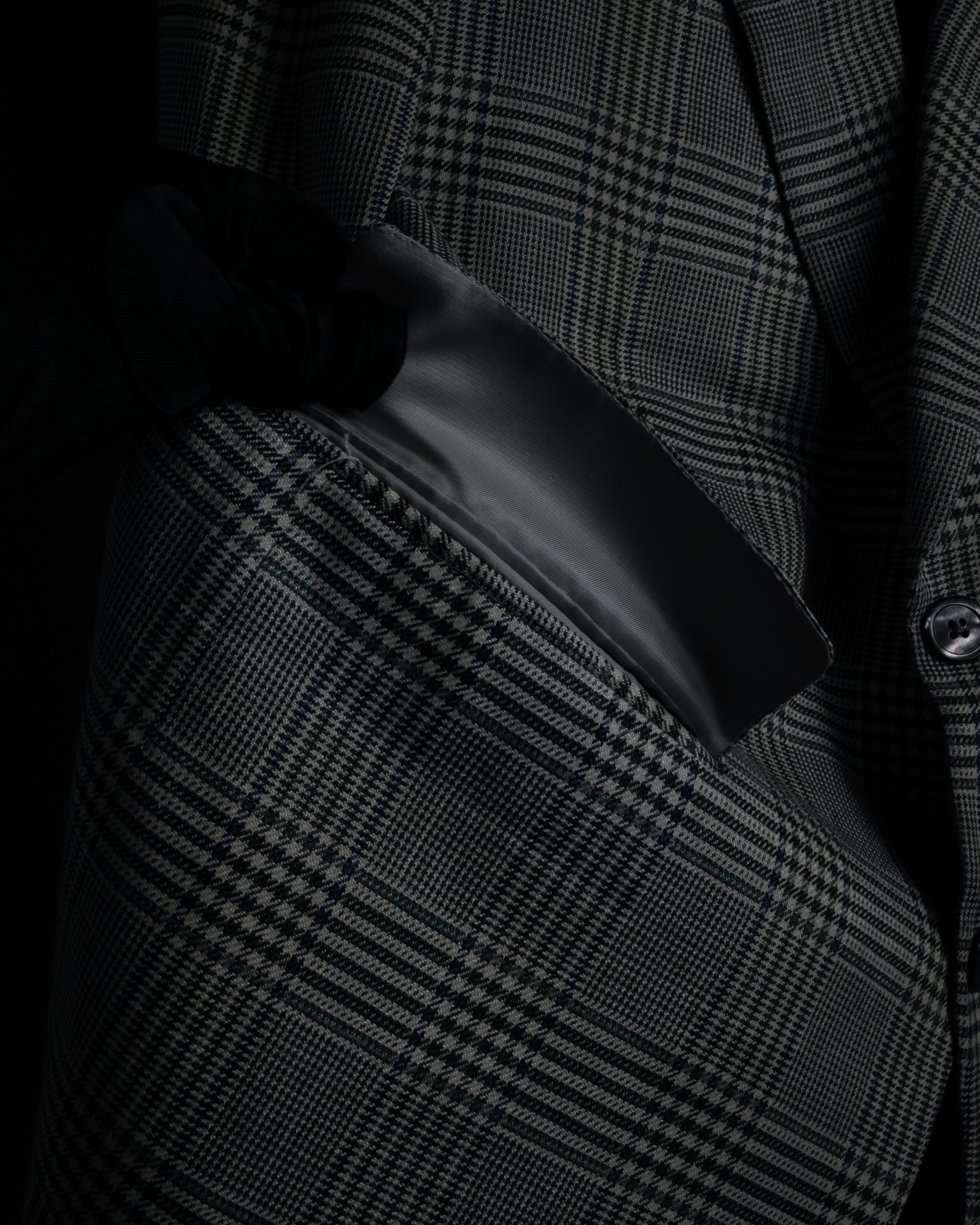 "HERMES" 90’s belvest silk wool linen peak lapel tailored jacket