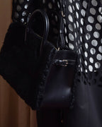 "BALENCIAGA" Padlock design shearling leather bag