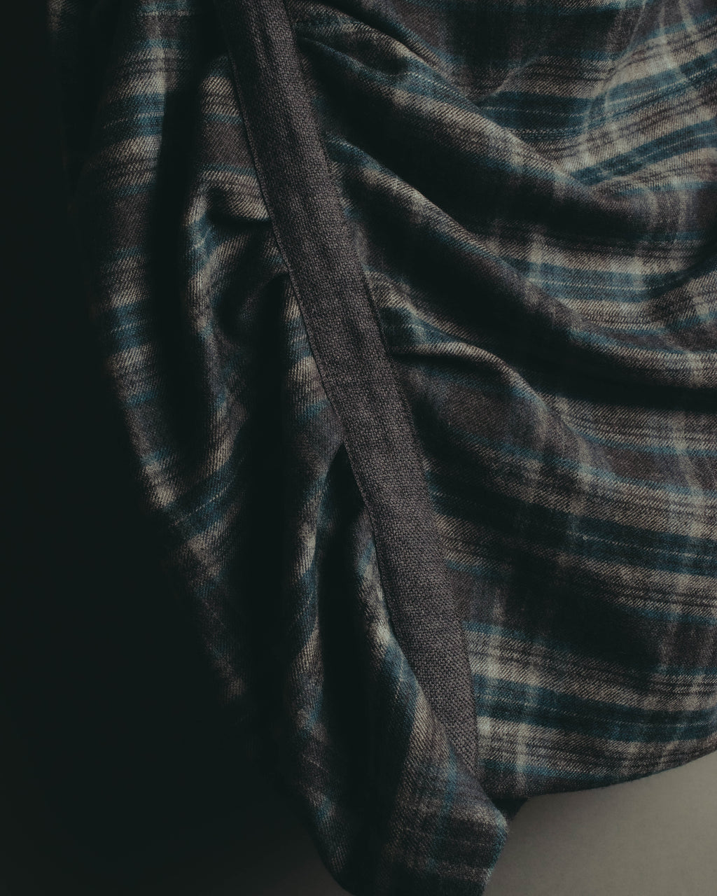 "BRUNELLO CUCINELLI" Late 90's-early 10's Soft wool plaid draped skirt