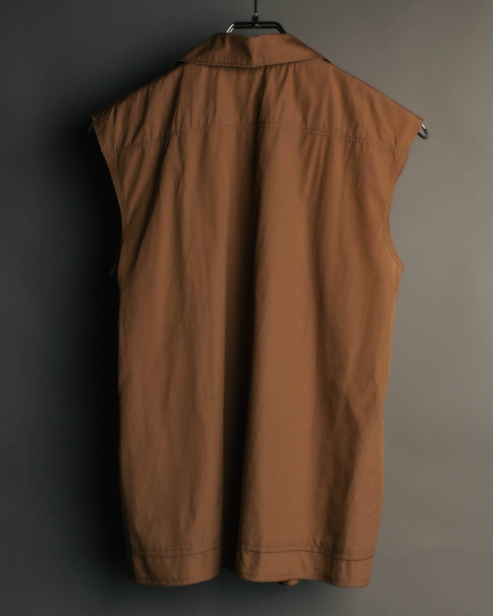“JIL SANDER” 00’s-10’s Cotton pleated sleeveless blouse