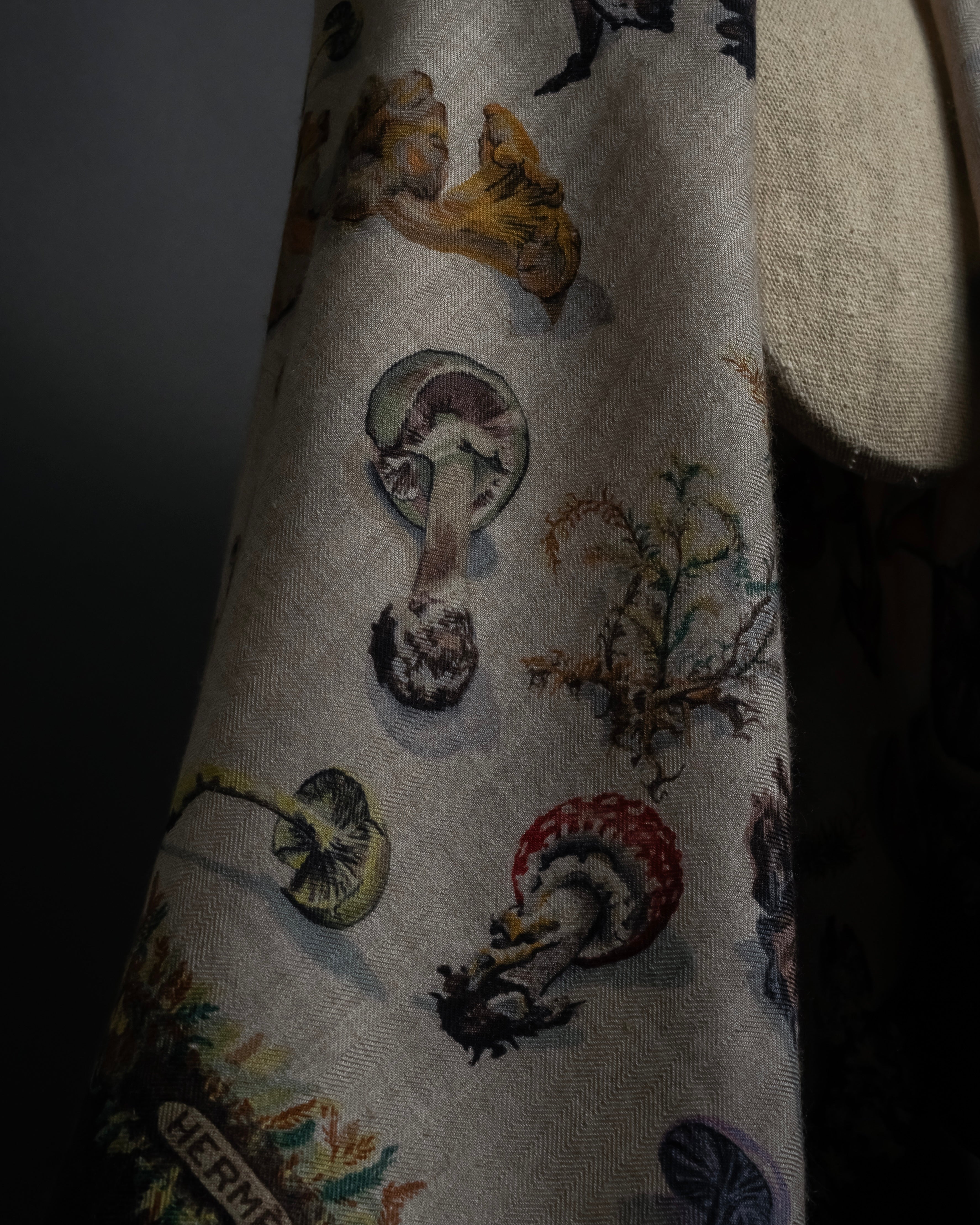 "HERMES" 80's Carré 90 Les Champignons II silk scarf