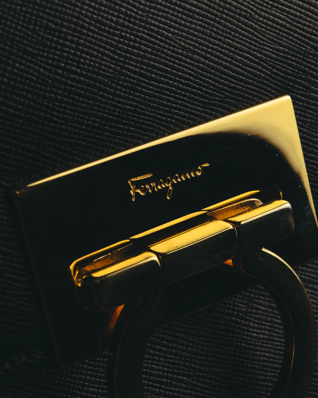 "Salvatore Ferragamo" 90's-00's Structured gancini leather top handle bag