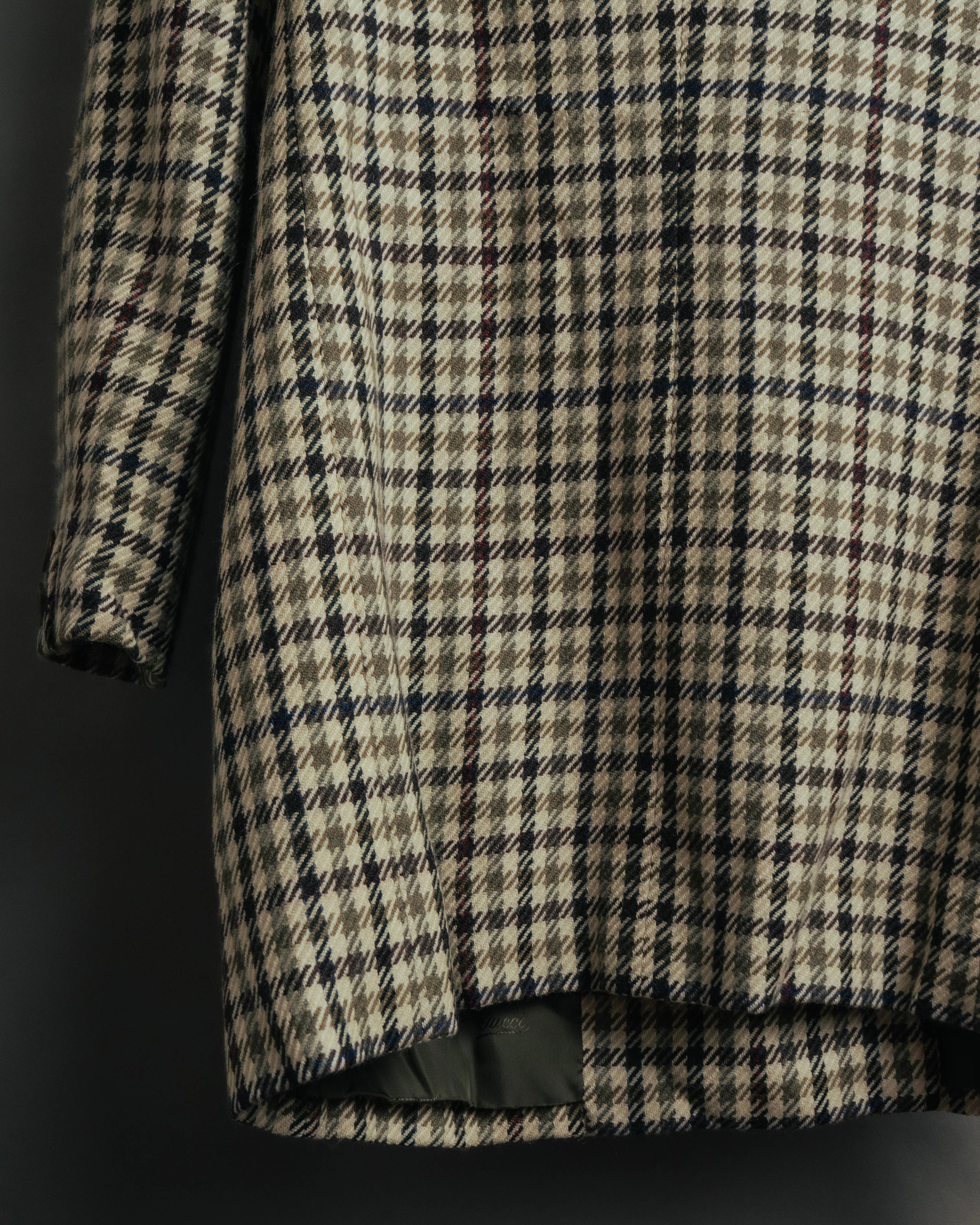 "GUCCI" 80's-early 90's Checked wool cashmere double-breasted jacket