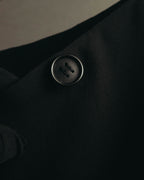 “HERMÈS” 90’s-00’s Minimal black silk wrap skirt