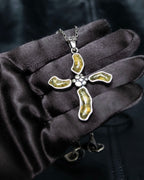 “Dolce&amp;Gabbana” Yellow crystal cross chain necklace
