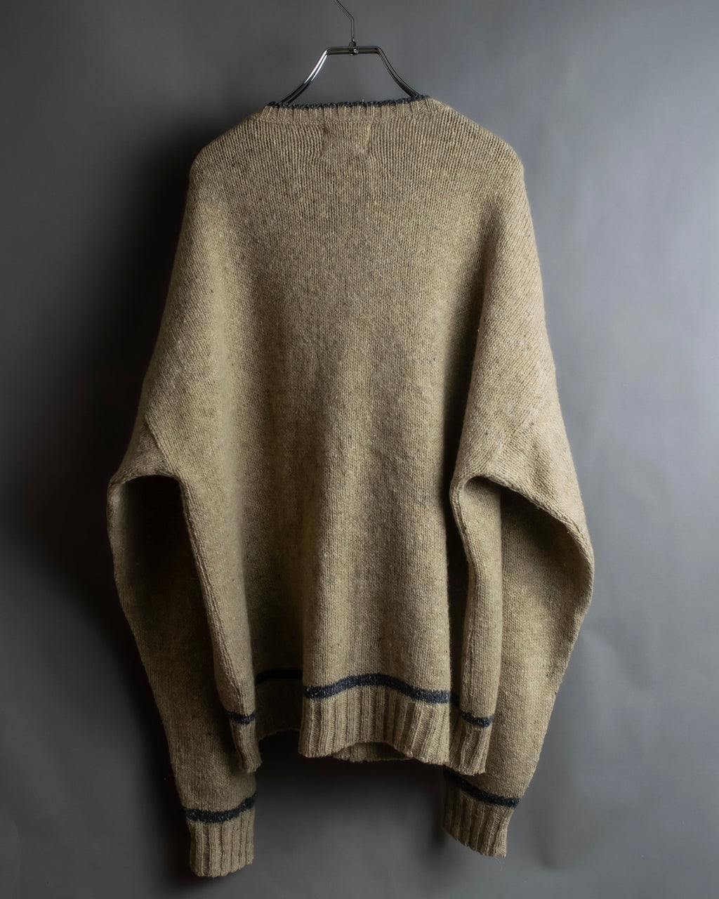 "Vintage oversized ribbed V-neck knit pullover"