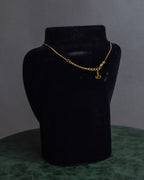 "Christian Dior" Round plate motif gold necklace