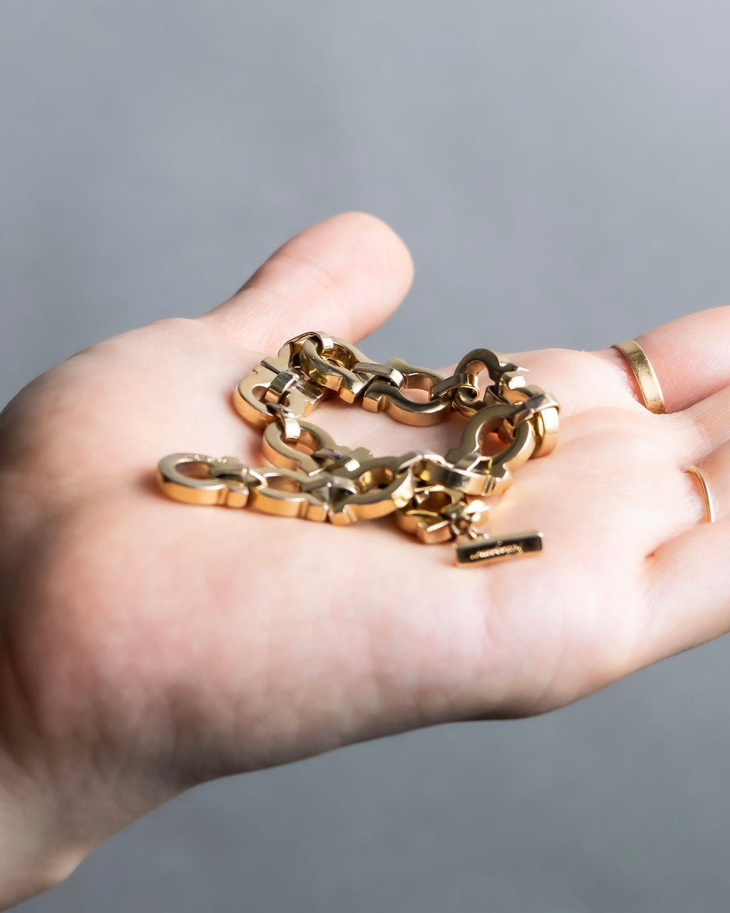 "Ferragamo" Gancini motif gold color bracelet