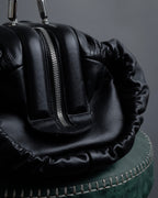 "Christian Dior" CD motif charm design gathered leather hand bag