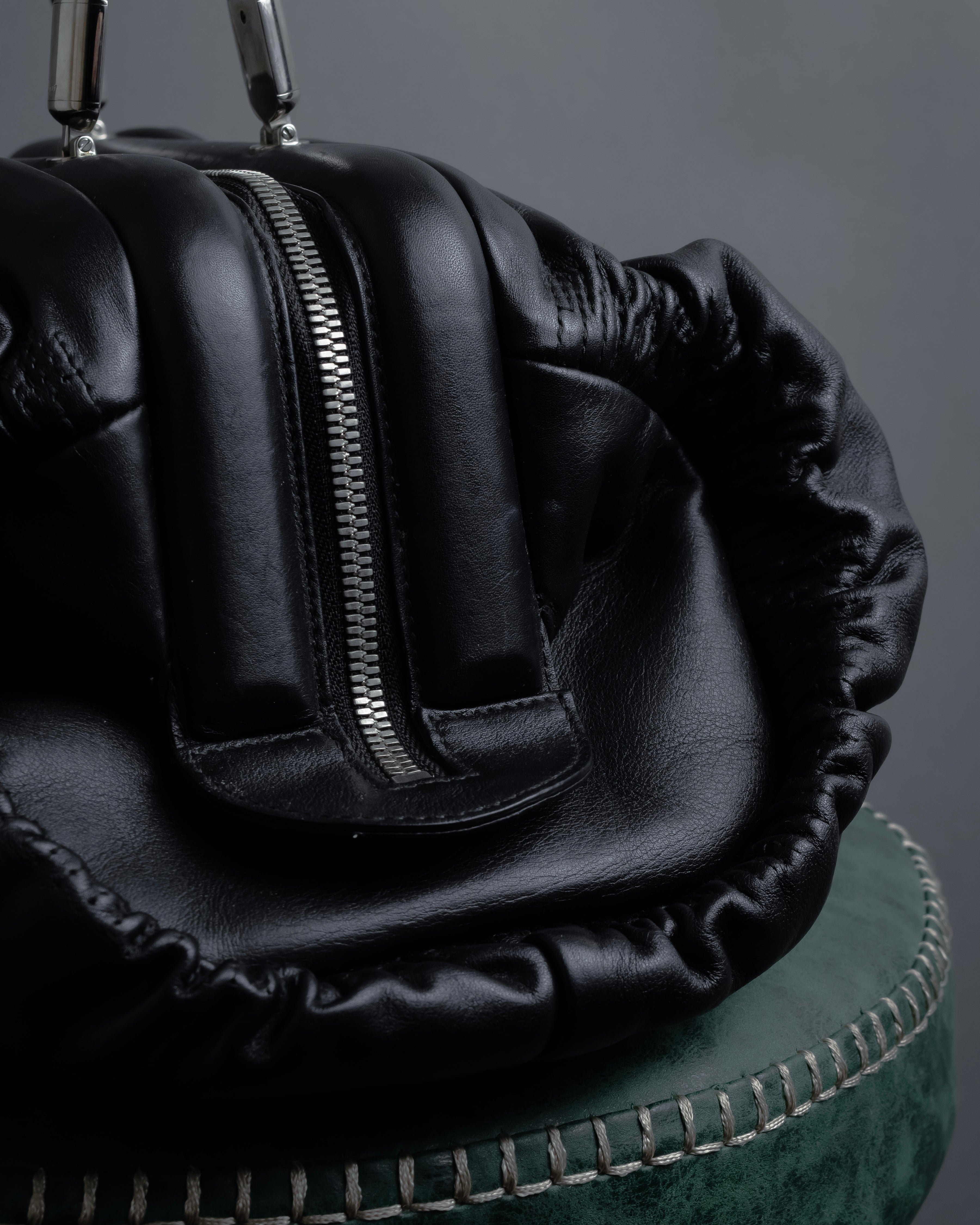 "Christian Dior" CD motif charm design gathered leather hand bag